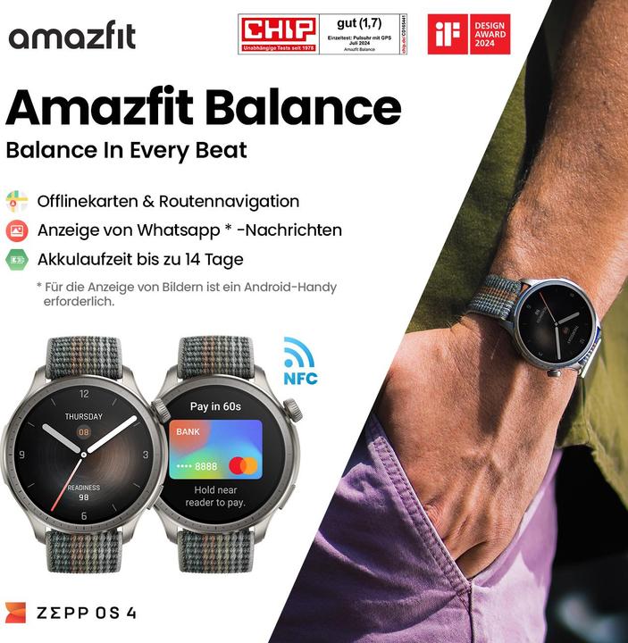 Productafbeelding Amazfit Balance Zonsondergang Grijs, W2286GL1G (46 mm)