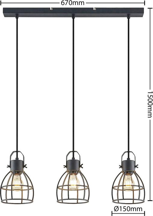 Immagine prodotto Lindby Lampada a sospensione Flintos 3 Nero (E27)