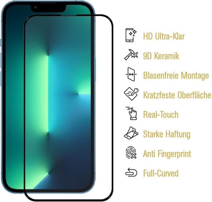 Actual product image Protectorking 3x Ceramic-Glass Full Cover HD Klar (3 Piece, Apple iPhone 13 Pro)