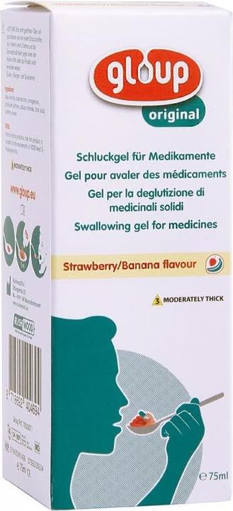 Immagine prodotto Gloup Schluck Gel für Medikamente Original mit Erdbeer-Bananen-Aroma (1 x, 75 ml, 106 g)