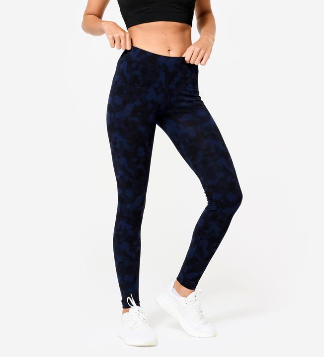 Produktbild Domyos Women's Cotton Fitness Leggings - Black/Blue (W28/L31)