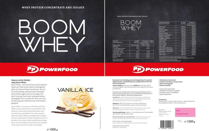 Valori nutrizionali e ingredienti PowerFood One Siero di latte Boom (Vaniglia, 1 pz., 1000 g)