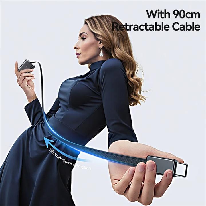 Image du produit Usams CC299 65W Fast Charger With Retractable Type-C Cable (EU) - Xiang Series White (65 W)