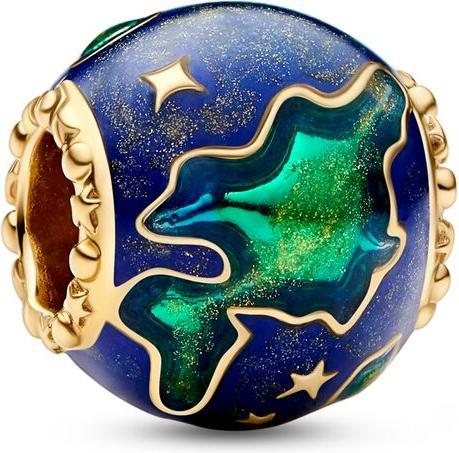 Pandora Planet Erde Charm (Metall, Vergoldet, Emaille)