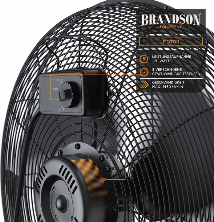 Immagine prodotto Brandson Windmaschine, Bodenventilator im Retro Stil, hoher Luftdurchsatz, 120W, Schwarz, 50 cm Ø, neigbar