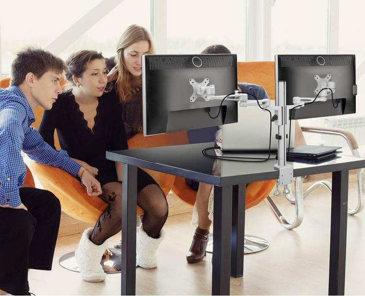 Image du produit SpeaKa Professional Support de bureau pour moniteur double avec pince en C (Tables, 27")