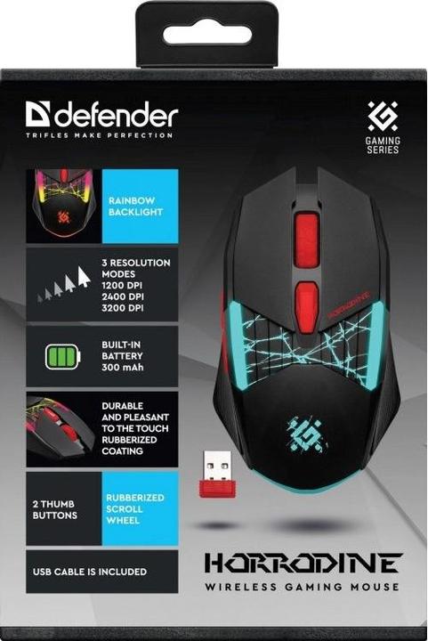Actual product image Defender MYSZ GM-237 HORRODINE RF 3200dpi 6P CZARNA (Wireless)