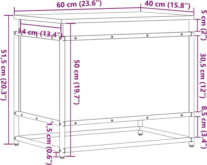 Actual product image VidaXL Storage box lid toy box cushion box cushion box grey Sonoma (123 l)