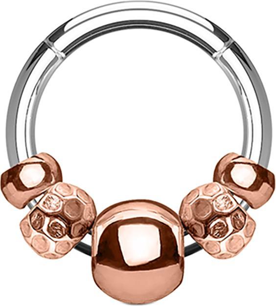 Immagine prodotto Star Piercing Anello a micro segmenti incernierato in argento con varie perle in acciaio oro rosa (Acciaio chirurgico 316L, senza ottone)