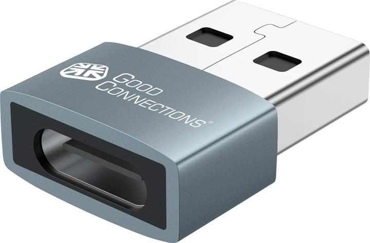 Produktbild Good Connections Adapter USB 2.0 Stecker A an USB-C Buchse Aluminiumgehäuse grau (USB Typ-C, USB-A)