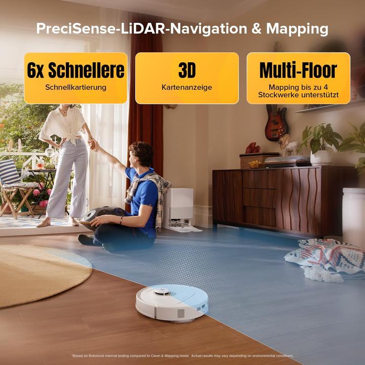 Produktbild Roborock Qrevo S5V Saugroboter mit Wischfunktion&Hebarem Wischmopp,Zero-Tangle System,12000Pa,Weiss (Saugroboter)