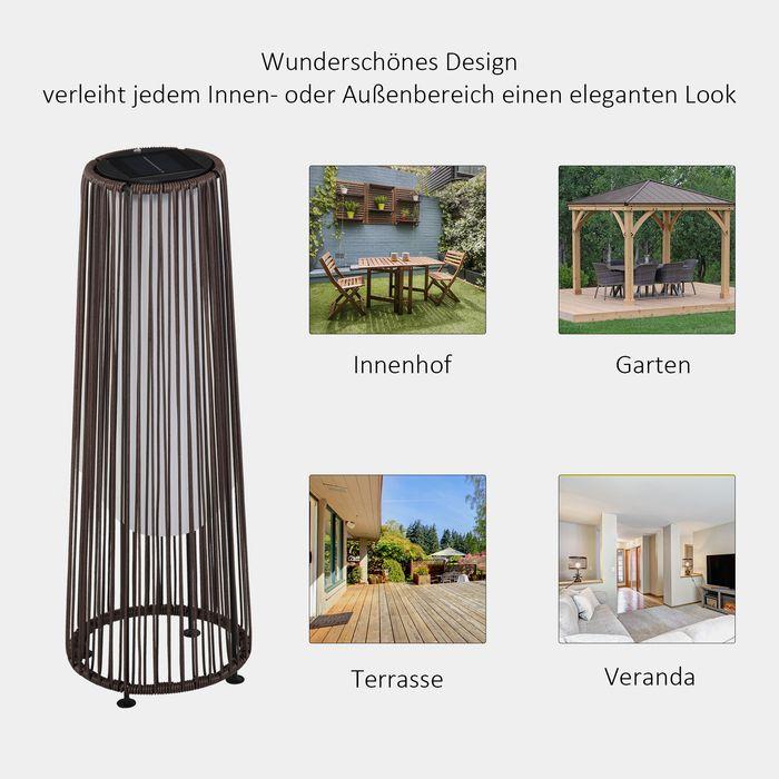Immagine prodotto Swisshandel24 Lampada solare, lampada solare in rattan, marrone, 21,5x21,5x61cm (IP44)