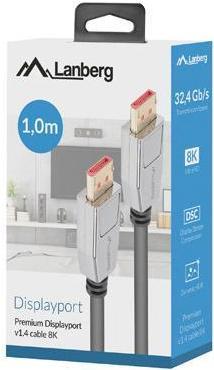 Actual product image Lanberg CA-DPDP-20CU-0010-BK DisplayPort cable 20 PIN V1.4 1m 8K (1 m, DisplayPort)