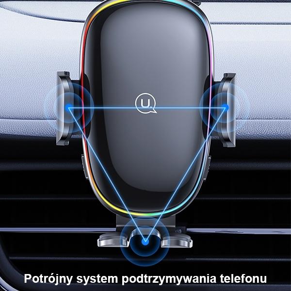 Produktbild Usams Uchwyt indukcyjny US-CD187 15W do szyby/na deskę czarny/black CD187ZJ01