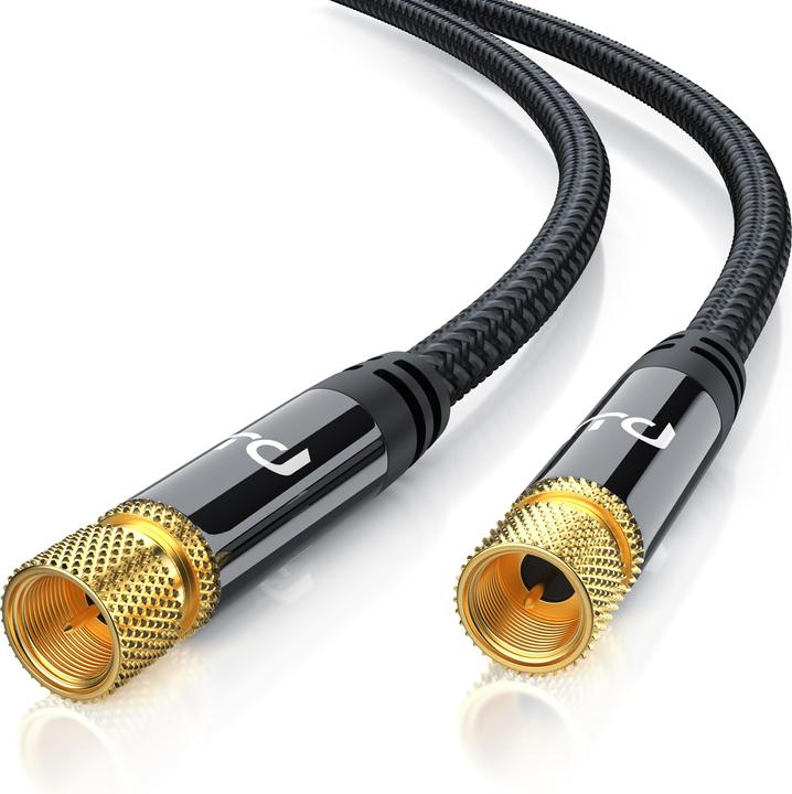 Produktbild Primewire HDTV Satellitenkabel mit Stoffummantelung, SAT Kabel, 135dB 75 Ohm, 8k, 4k, HDTV, F Stecker, schwarz (135 dB, Antennenkabel)