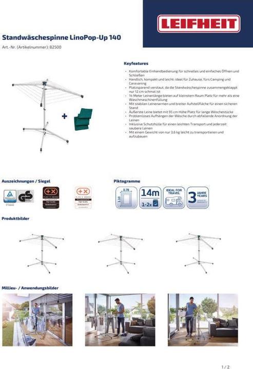 Image du produit Leifheit Lino Pop-up 140 (14 m)