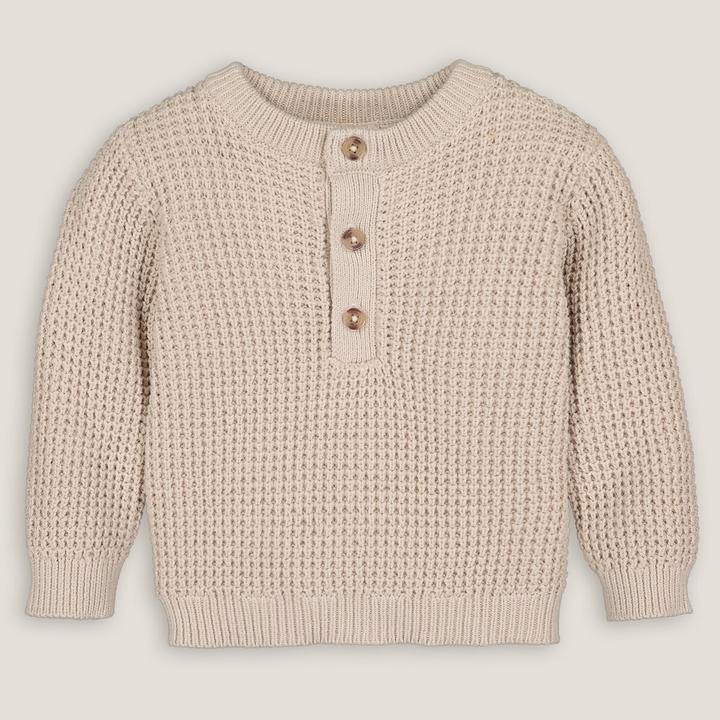 Actual product image La Redoute Collections Jumper with round neck and button placket (80)