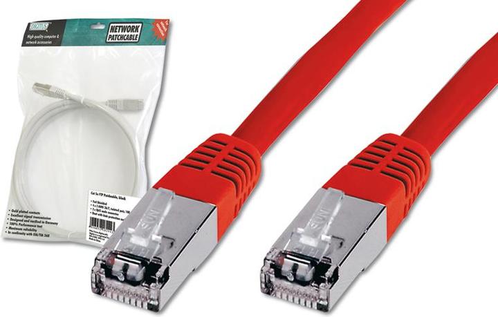 Produktbild Digitus CAT5e SF-UTP Patchk.,0,5m,Rot (SF/UTP, CAT5e, 0.50 m)