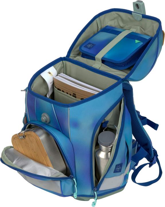 Actual product image Lässig Schulrucksack-Set Boxy, Grün / Blau (21 l)