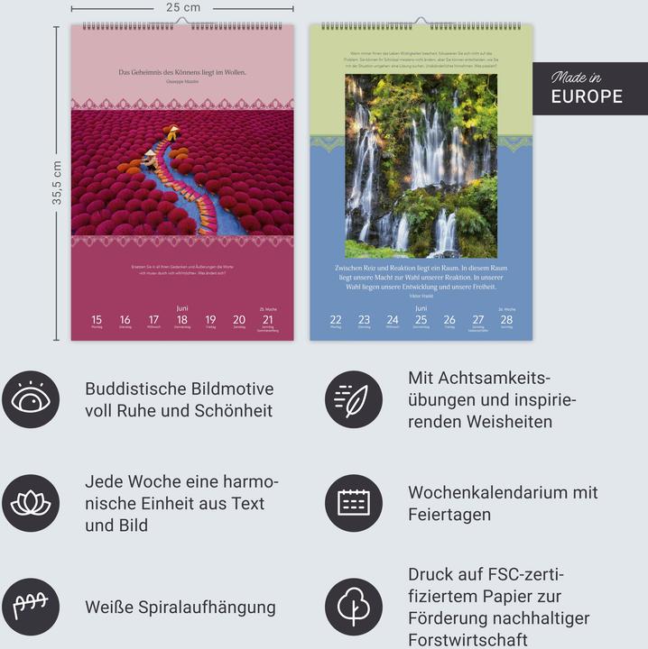 Immagine prodotto Harenberg Wege der Achtsamkeit Wochen-Kulturkalender 2026 - Anregungen für jede Woche (Tedesco, Martina, Schnober-Sen, 2025)