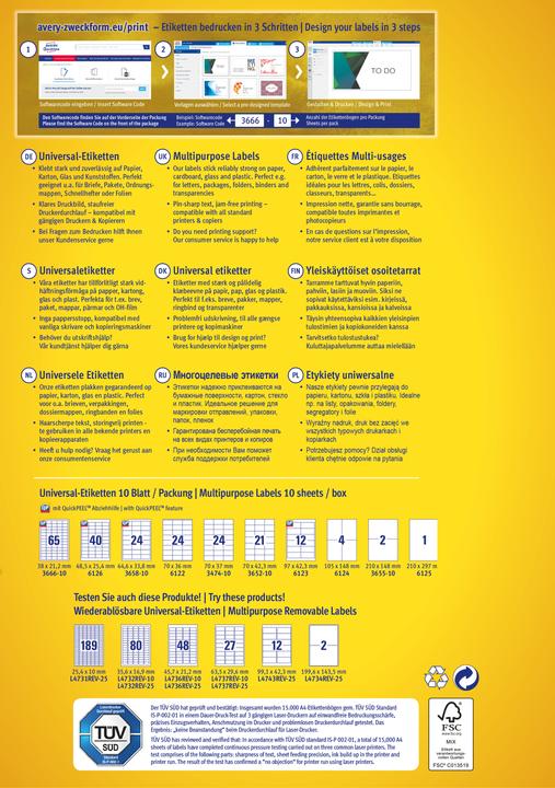 Produktbild Avery Etiketten, Home Office, Kleinpackung
