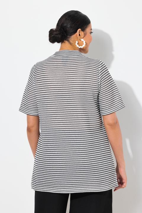 Produktbild Ulla Popken Sweatshirt, Strukturstreifen, V-Ausschnitt, Halbarm (46, 48)