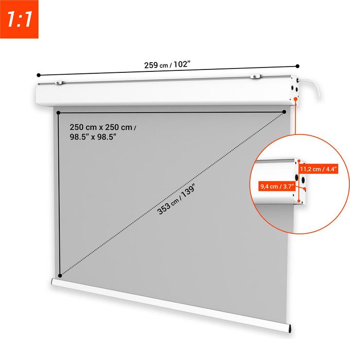 Image du produit Celexon Expert - Ecran - montage possible au plafond, adapté au montage mural - motorisé (139.20", 1:1)