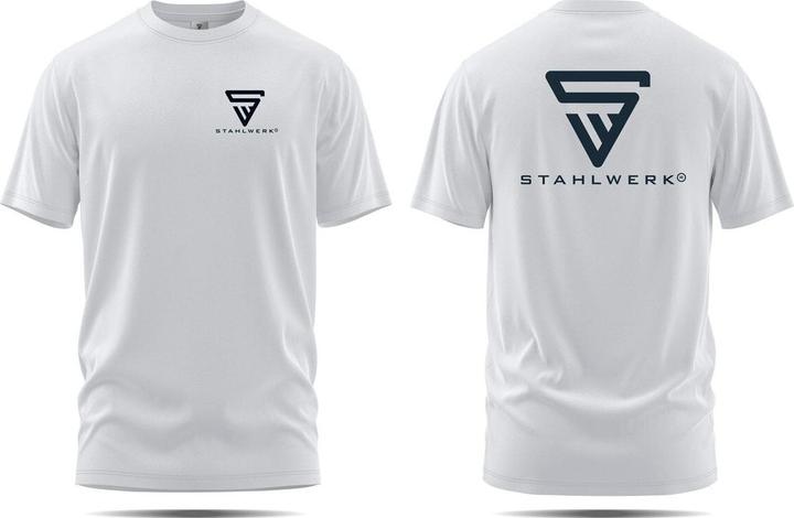 Stahlwerk T-Shirt Weiss Grösse XL Kurzarm-Hemd mit Logo-Print aus 100% Baumwolle (XL)