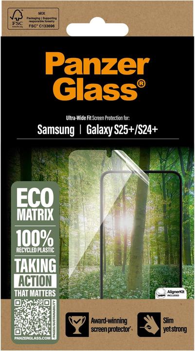 Productafbeelding PanzerGlass ® ECO MATRIX Displayschutz Samsung Galaxy S 2025 Plus | Ultra-Wide Fit (1 Stuk, Samsung Galaxy S25+, Samsung Galaxy S24+)