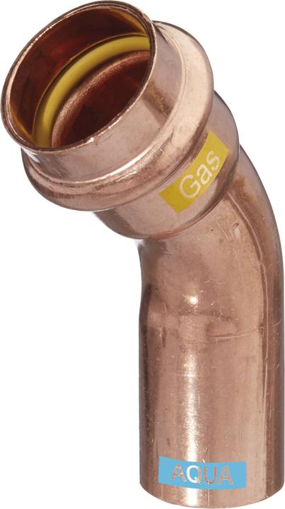 Magni HS Bogen V-Press Copper AQUAGAS 42x42mm, 45Grad, I/A