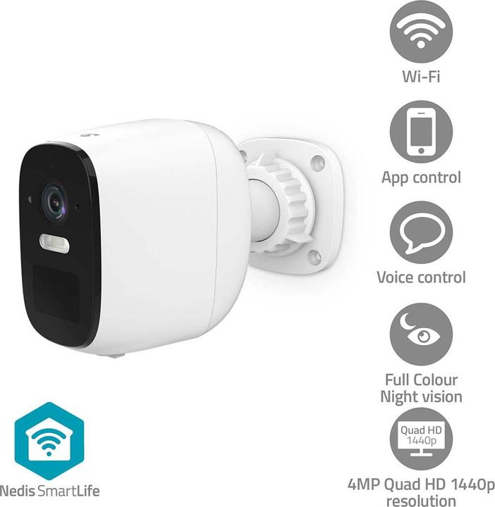 Nedis SmartLife outdoor camera | Wi-Fi | Spotlight | 4MP Quad HD 1440p / 2560x1440 | Pan tilt | (2560 x 1440 Pixels)