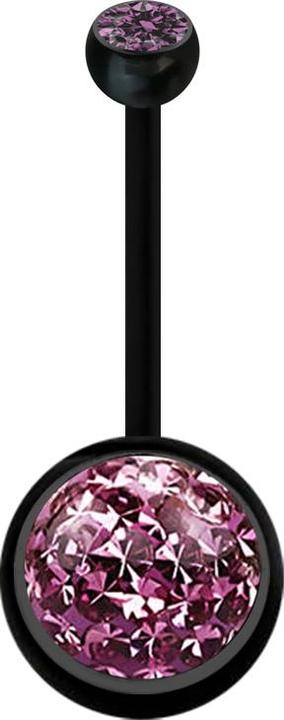 Immagine prodotto Star Piercing Banane schwarz mit Kugel Kristall hellviolett und Kugel Kristall hellviolett Epoxy Schutzschicht (senza ottone, Bioflex)