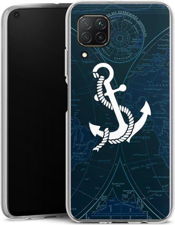 Produktbild DeinDesign Silikon Hülle für Huawei P40 Lite Handyhülle Case Smartphone Schutzhülle Anker Landkarte Segeln (Huawei P40 Lite)