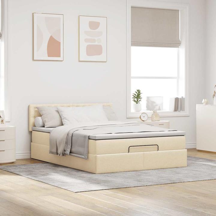 Actual product image VidaXL Ottoman bed with mattress cream 140x200 cm fabric bed frame (140 x 200)