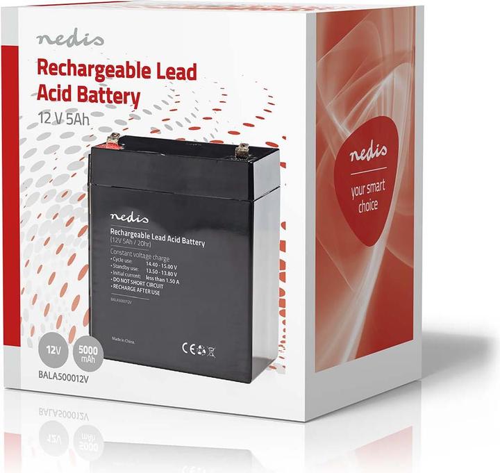 Produktbild Nedis Wiederaufladbare Blei-Säure-Batterie | Bleisäure | Wiederaufladbar | 12 V | 5000 mAh (1 Stk., 5000 mAh, Akku)