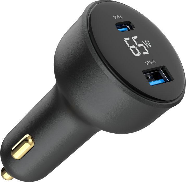 Actual product image Gembird Chargeur Allume Cigare 1x USB-C + 1x USB-A 65W (Noir)