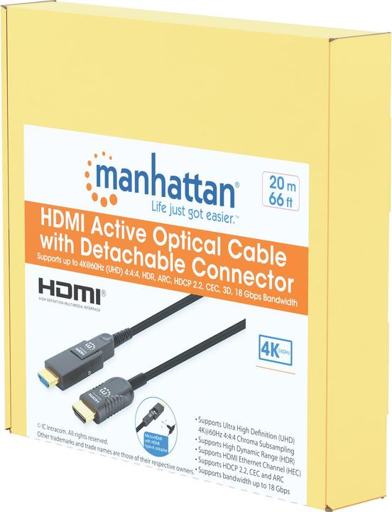 Produktbild Manhattan Aktives optisches High Speed HDMI-Glasfaserkabel mit abnehmbarem Stecker (20 m, HDMI)