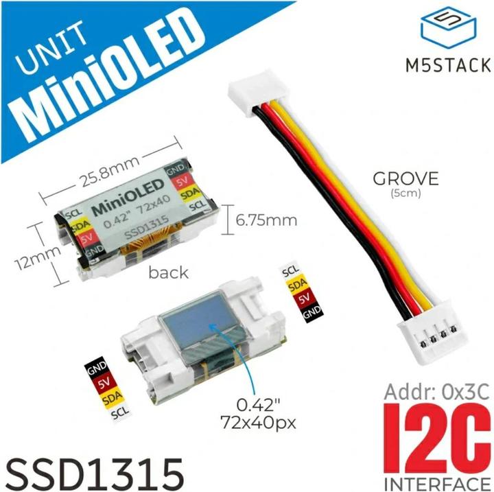 Image du produit M5Stack Mini unité OLED 0,42 pouce 72x40 écran