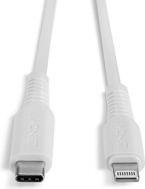 Actual product image Lindy 0.5m USB Type C to Lightning cable, white USB Type C plug to Lightning plug (0.50 m, USB 2.0)
