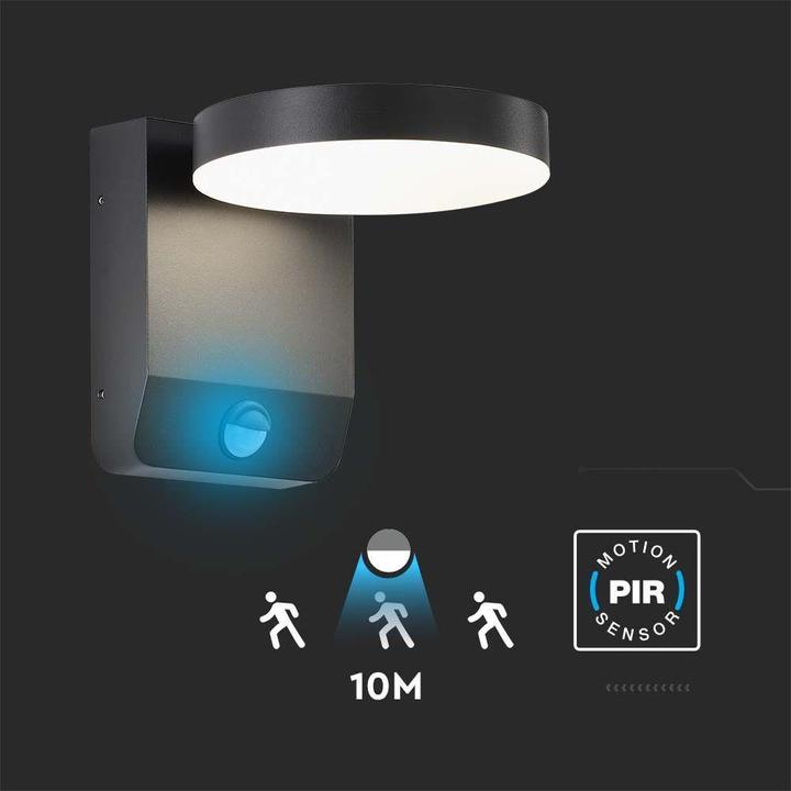 Actual product image V-TAC Projector façade light 17W LED motion detector round black IP65 VT-11020S-RD-B 4000K 2480l (2480 lm, IP65)