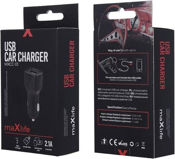 Image du produit Maxlife Chargeur de voiture Fast Charge 2.1A