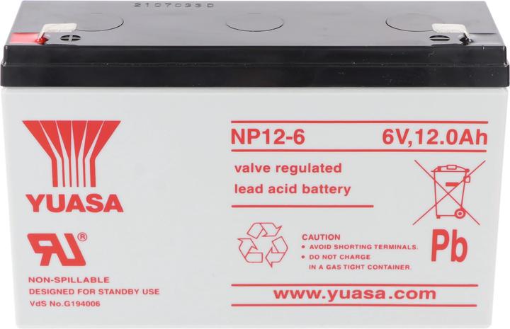 Image du produit Yuasa Akku NP12-6, mit Faston Steckkontakt 6,3mm breite (6 V, 12 Ah)