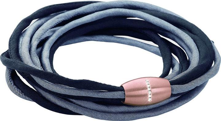 Xen Seidenarmband grau/schwarz mit 7 Brillanten Magnetverschluss Längen zur Wahl (65 cm, Seide und Edelstahl)