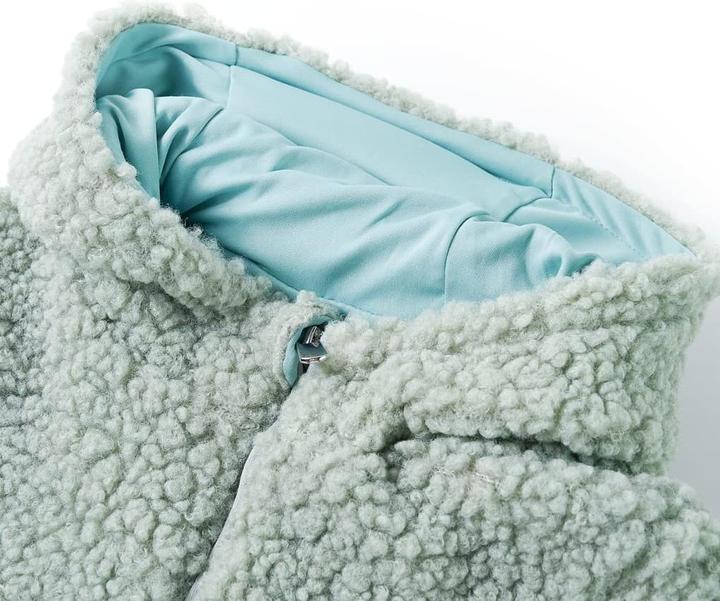 Immagine prodotto VidaXL Giacca con cappuccio per bambini in pelliccia sintetica verde menta (116)