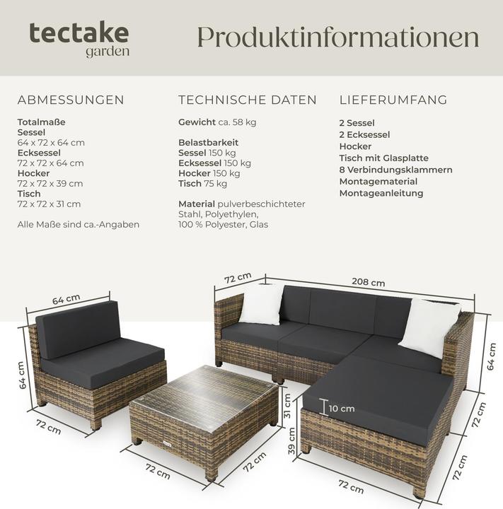 Produktbild tectake Rattan Lounge