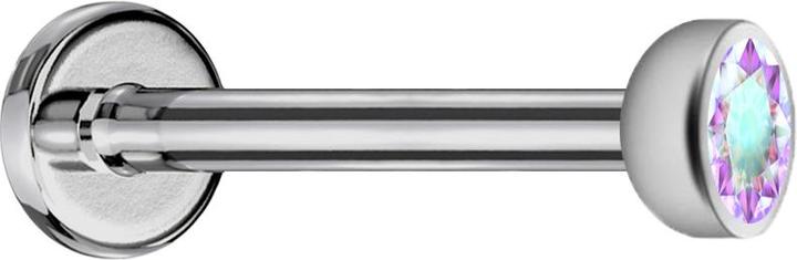 Produktbild Star Piercing Micro Labret Innengewinde silber mit Halbkugel Kristall multicolor (ohne Messing, Titan G23)