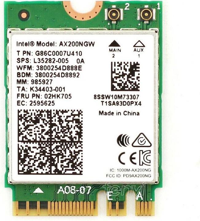Image du produit Intel Wi-Fi 6 AX200 non vPro (M.2 Clé A, M.2 Touche E)