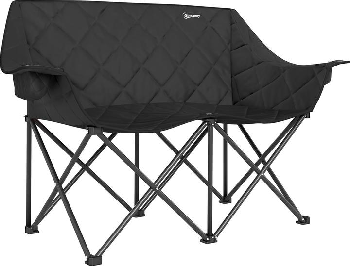 Outsunny Campingstuhl Metall, Oxfordstoff Schwarz