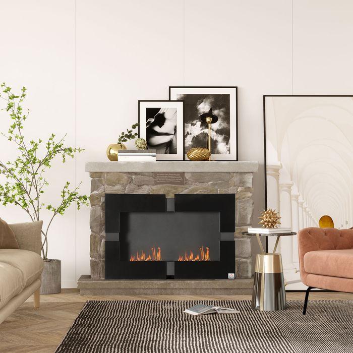Produktbild Swisshandel24 3L Ethanol-Kamin Feuerschale Wandkamin 3Std. Bio-Ethanol Kamin 20-25m² Wärmedeckung mit Löschhilfe I (90 x 18 x 60 cm)