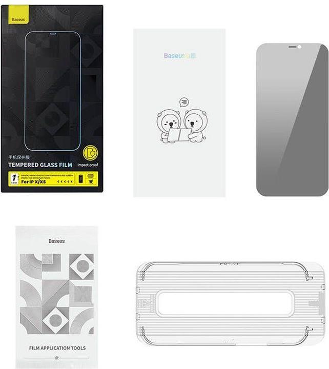 Image du produit Baseus Verre trempé Crystal Privacy Protection 0.3mm pour iPhone X/XS (1 pièce(s), Apple iPhone X)